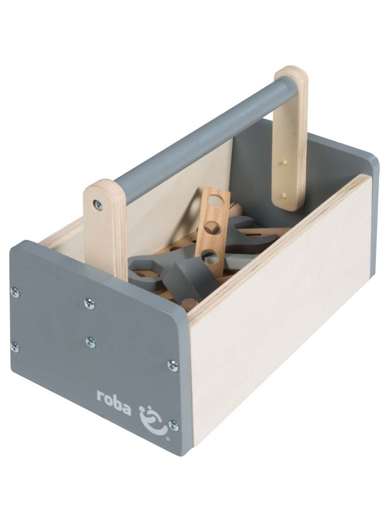Boite à outils 22 pièces en bois pour enfant ROBA Gris Beige Blanc - Kiabi