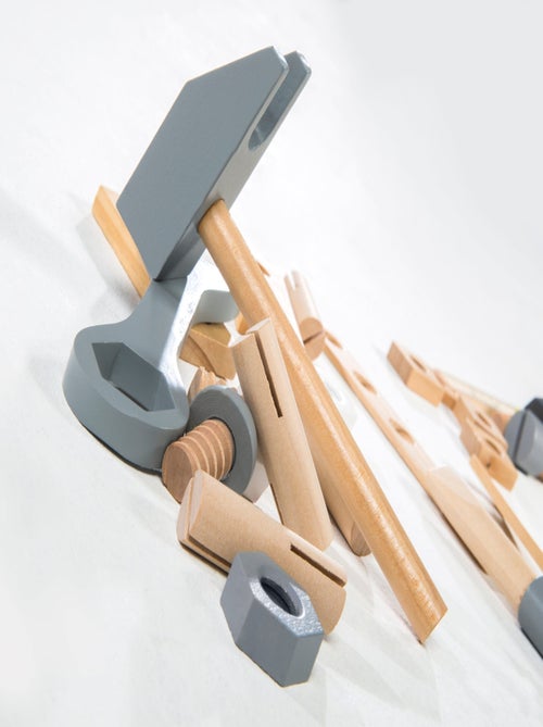 Boite à outils 22 pièces en bois pour enfant ROBA - Kiabi