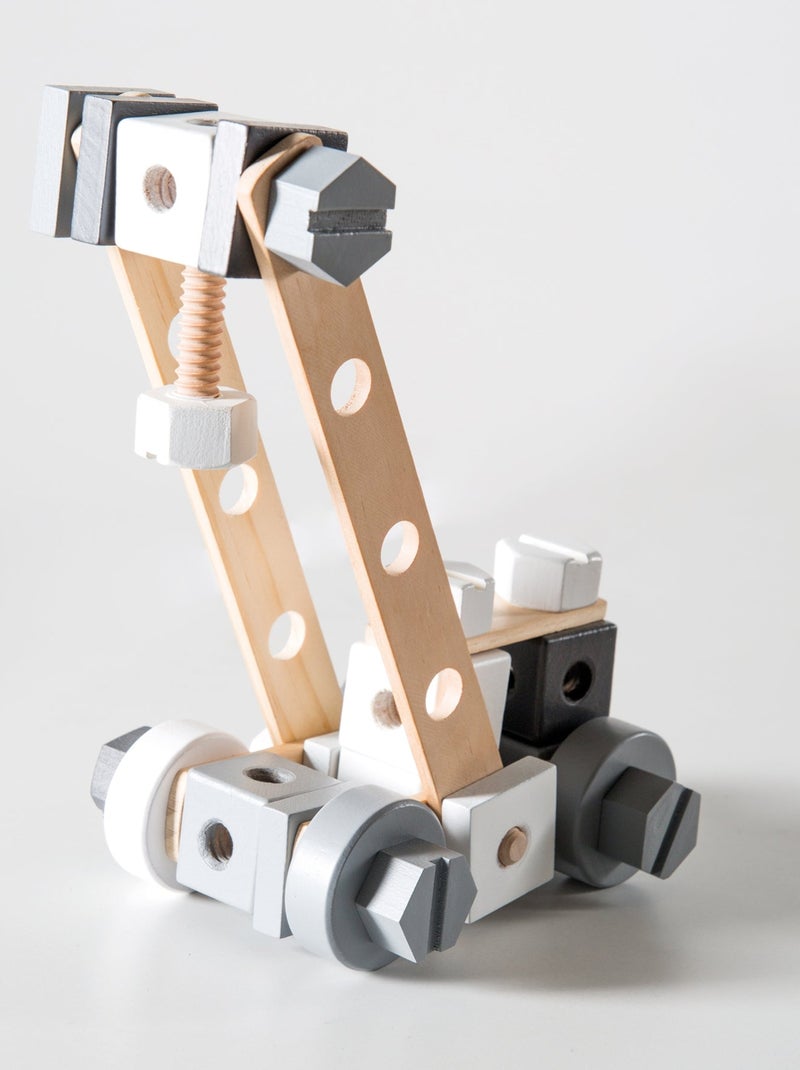 Boite à outils 46 pièces en bois pour enfant ROBA Gris Beige Blanc - Kiabi