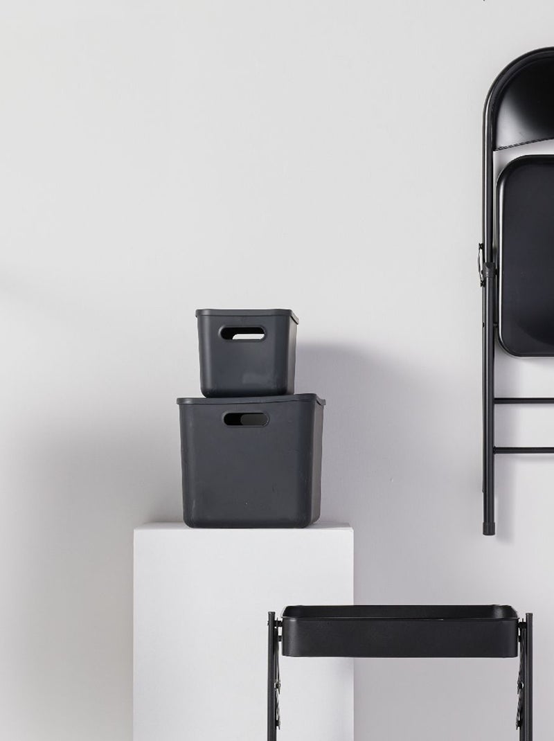Boite de rangement avec couvercle noir - Kiabi