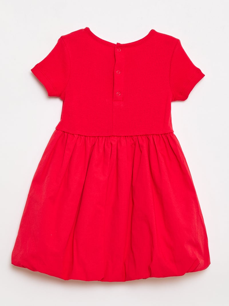 Bolvormige jurk met korte mouwen Rood - Kiabi
