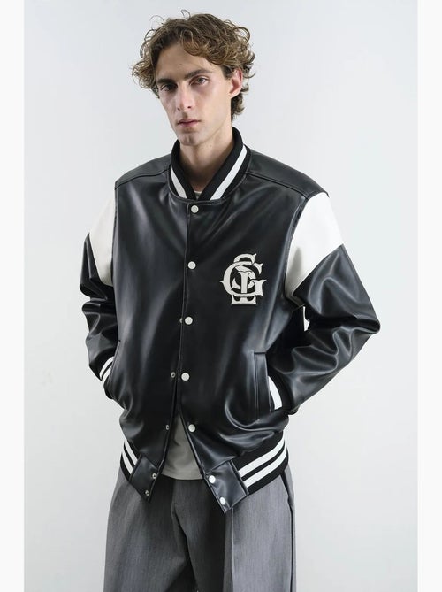 Bomber color block effet cuir giesto - Kiabi