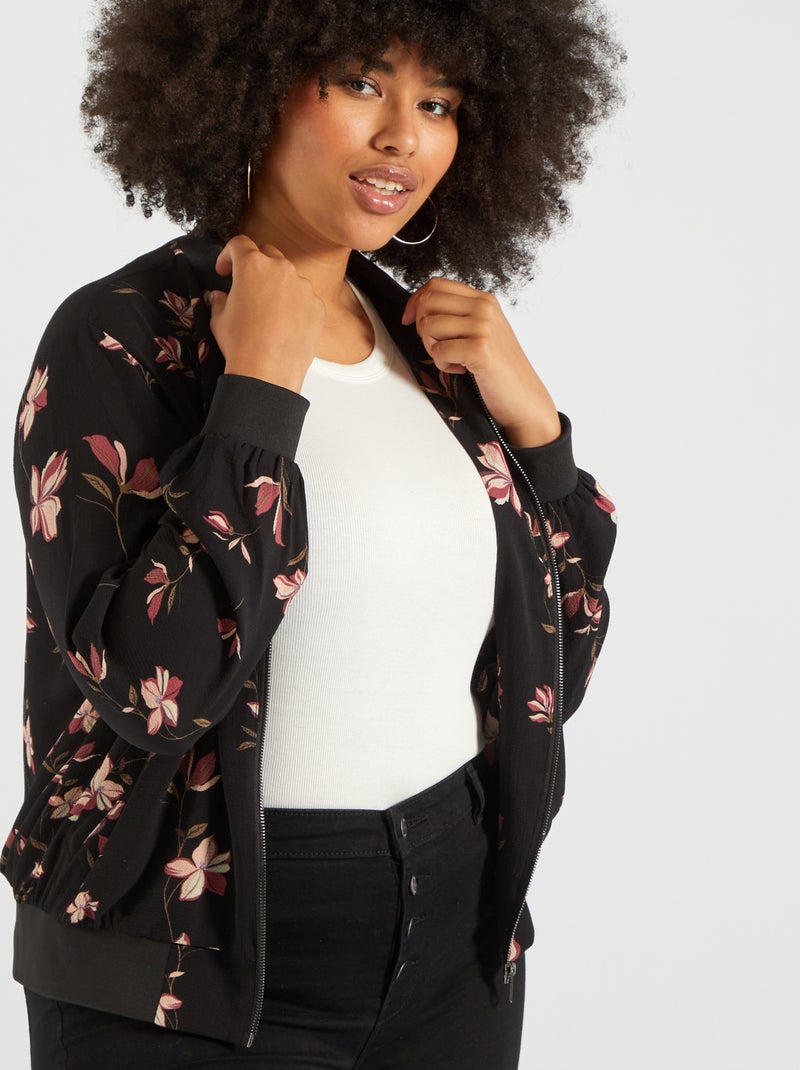 Bomber zippé Noir - Kiabi