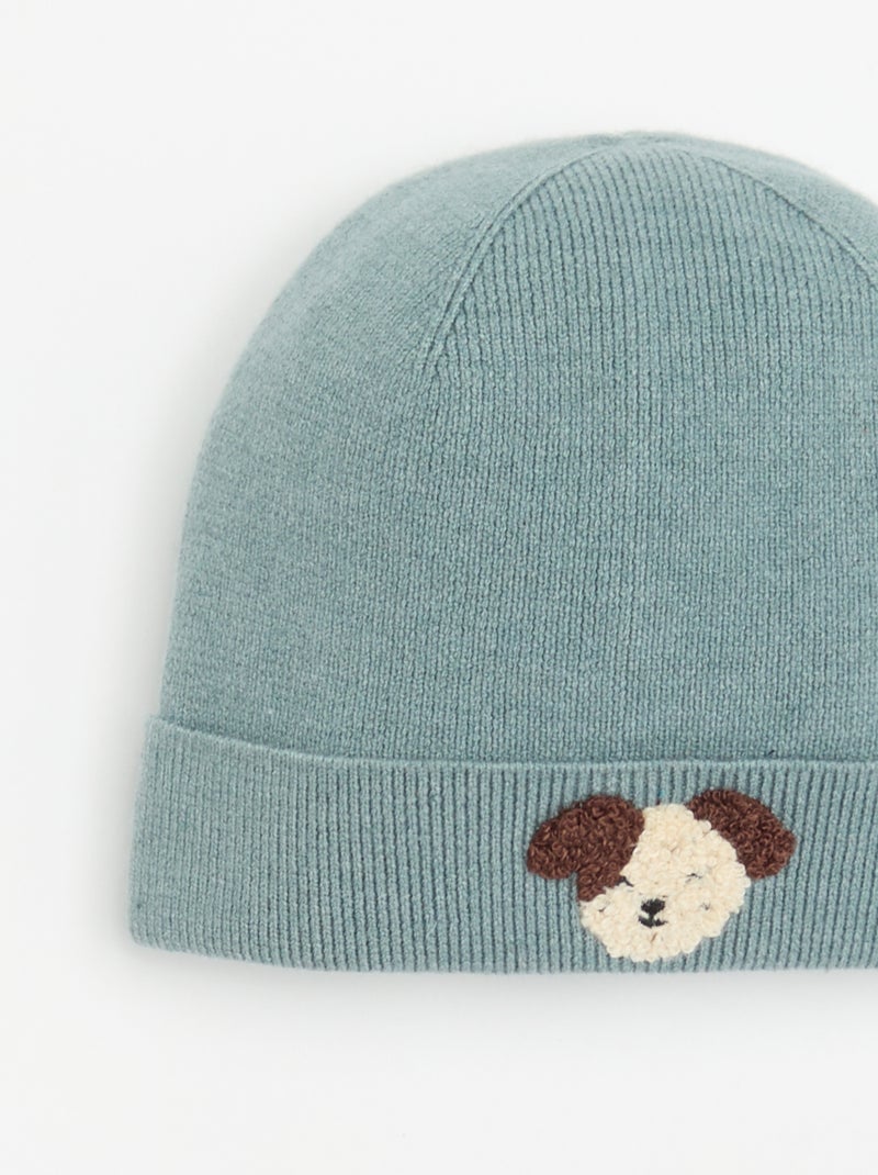 Bonnet avec broderie 'animal' Bleu - Kiabi