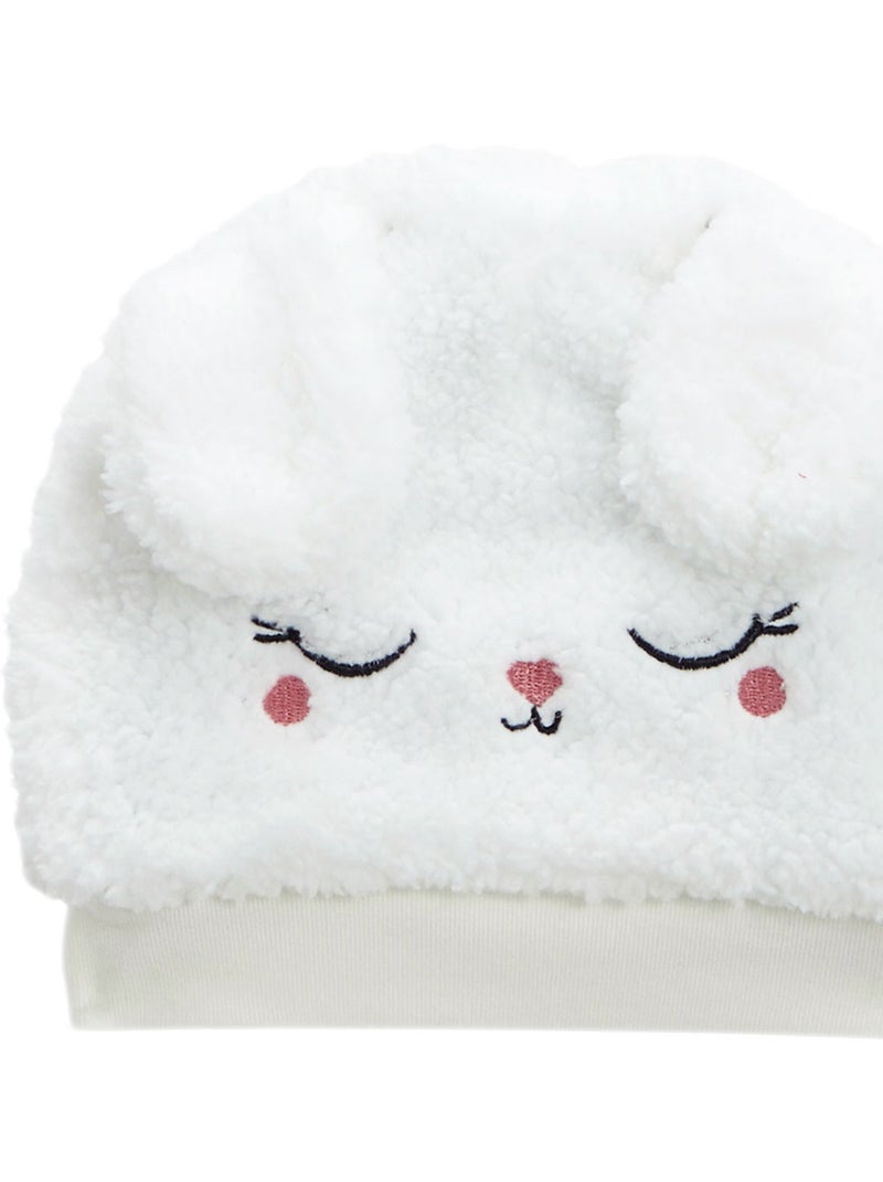 Bonnet b?b? en sherpa + moufles Alaska Ecru - Kiabi
