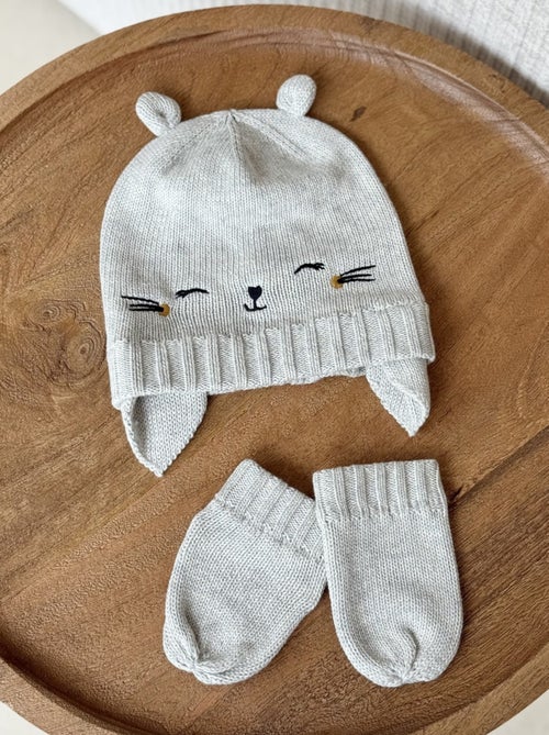 Bonnet b?b? et moufles en tricot Esm?e - Kiabi