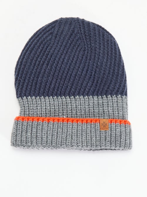 Bonnet bicolore avec revers - Kiabi