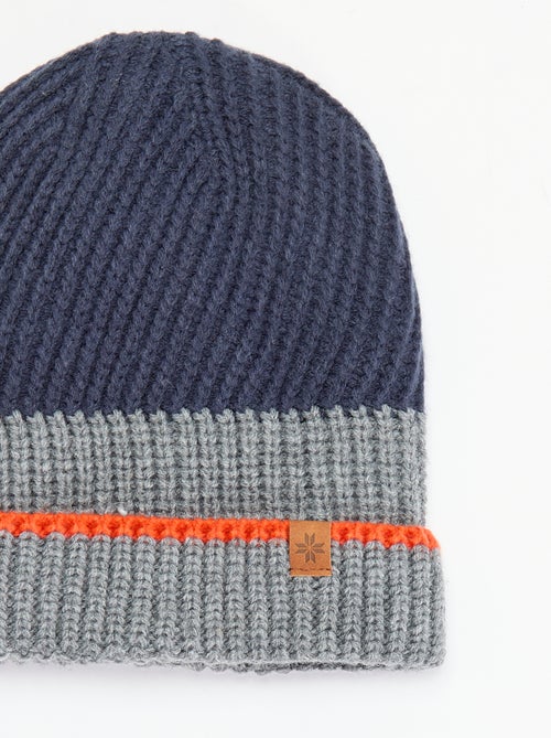 Bonnet bicolore avec revers - Kiabi