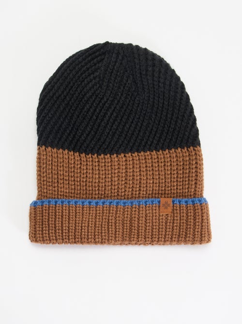 Bonnet bicolore avec revers - Kiabi