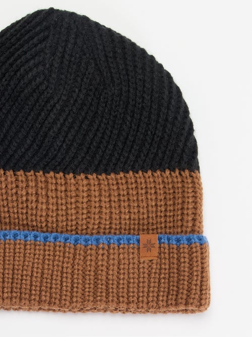 Bonnet bicolore avec revers - Kiabi