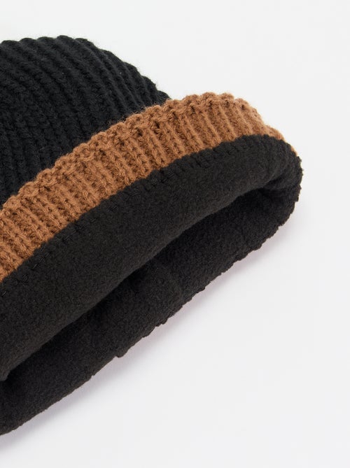 Bonnet bicolore avec revers - Kiabi