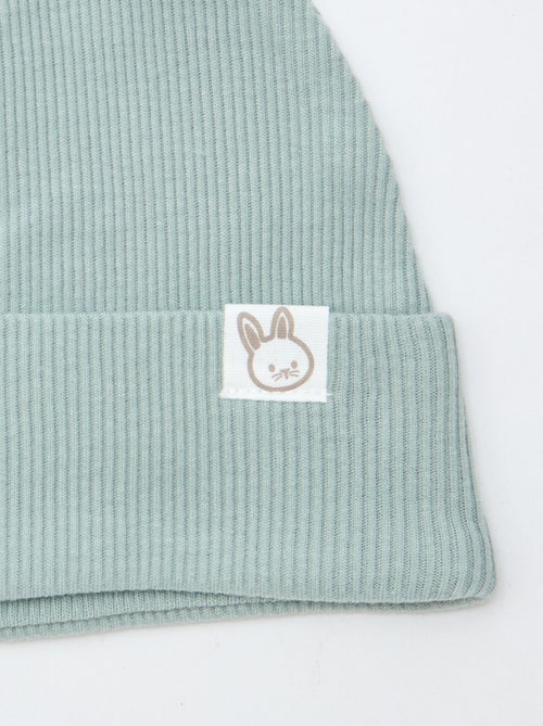 Bonnet côtelé avec oreilles fantaisies - Kiabi