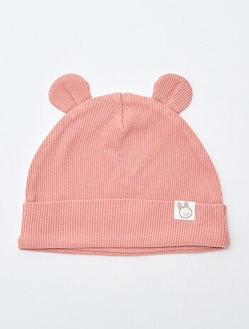Bonnet côtelé avec oreilles fantaisies