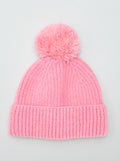 Bonnet cotelé avec pompom Rose foncé - Kiabi
