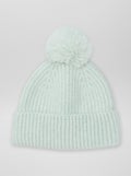 Bonnet cotelé avec pompom Vert - Kiabi