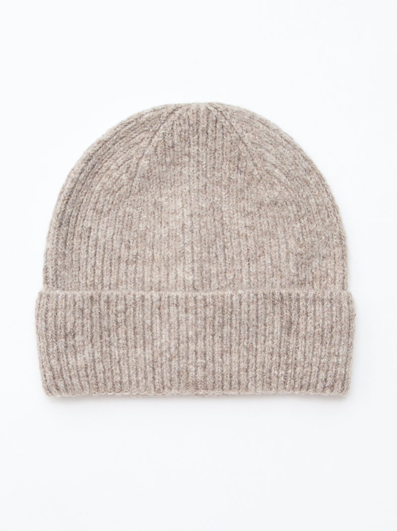 Bonnet côtelé avec revers Beige - Kiabi