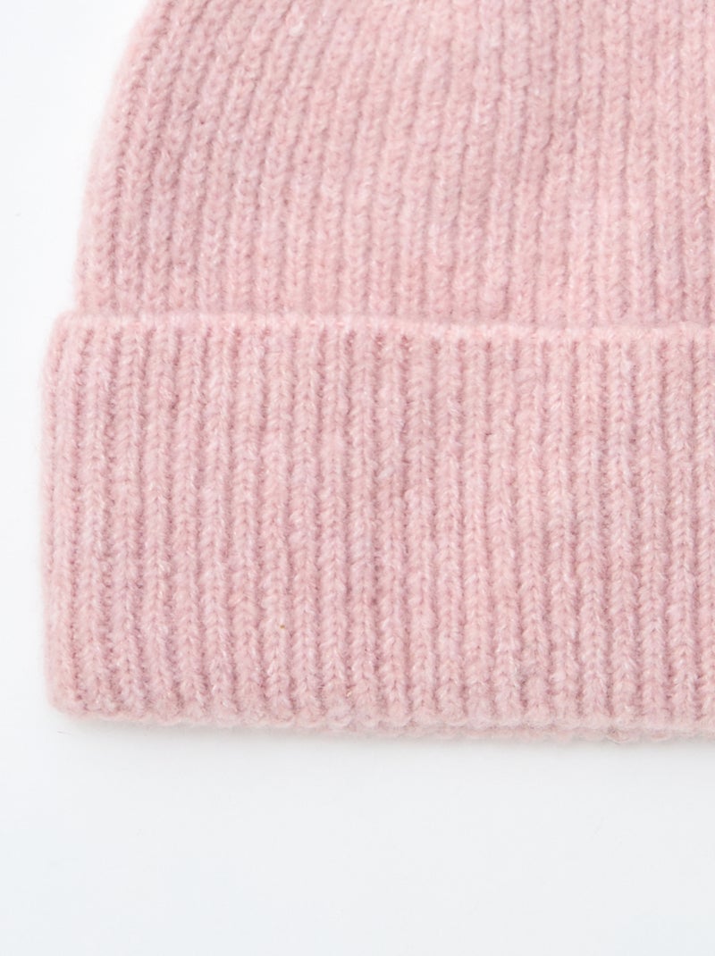 Bonnet côtelé Rose - Kiabi