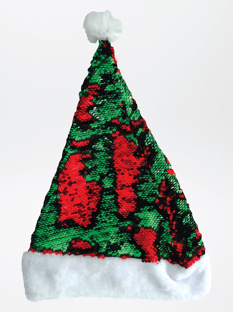 Bonnet de père Noël à sequins Rouge - Kiabi