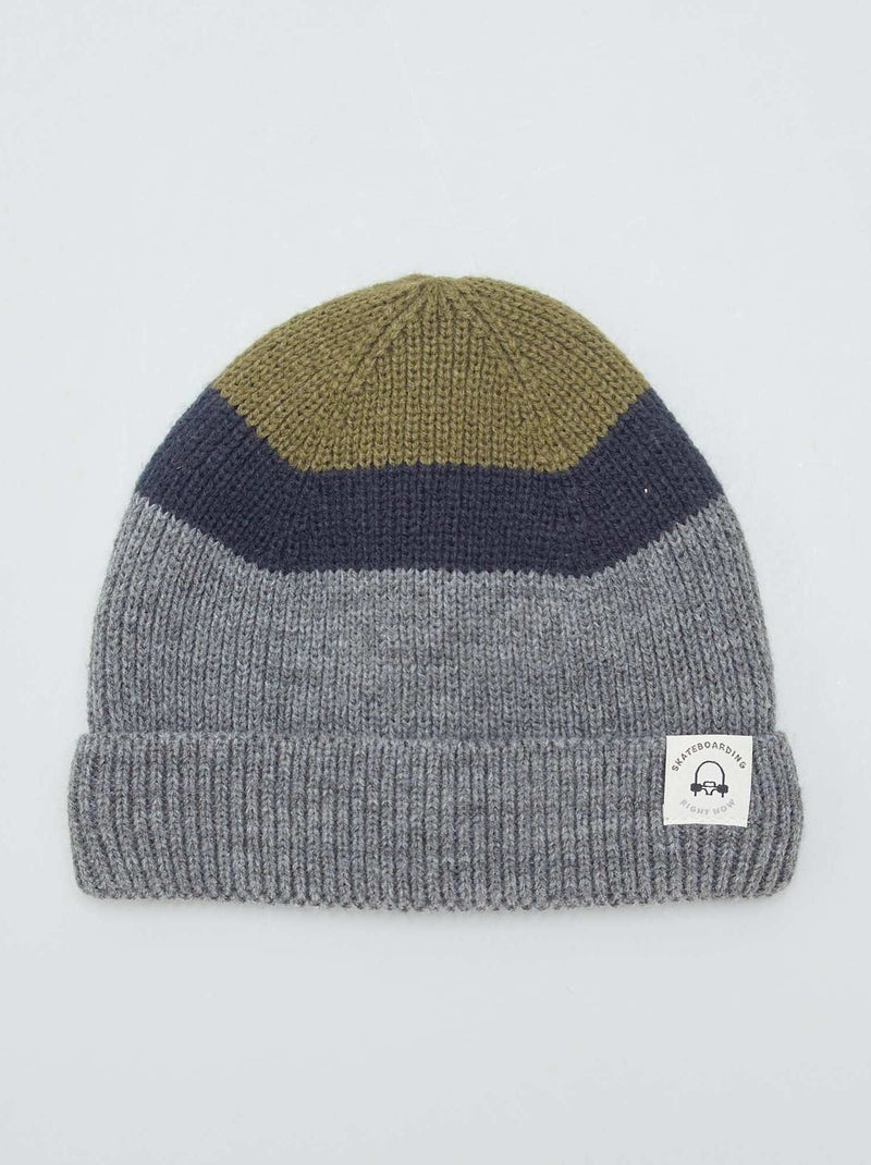 Bonnet de skateur tri-color Gris colorblock - Kiabi