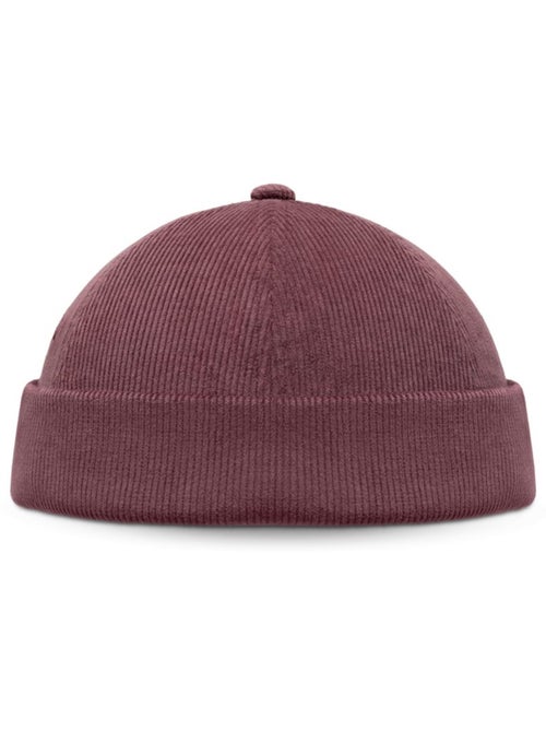 Bonnet docker en velours côtelé homme et femme cord docker burgundy - Kiabi