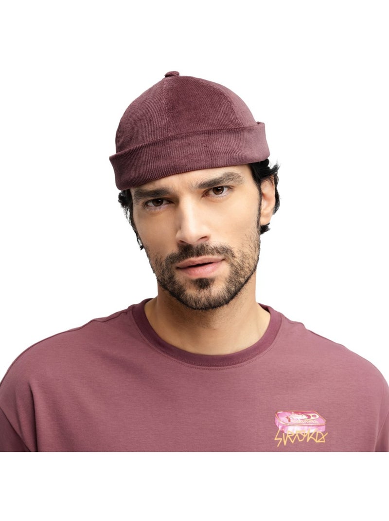 Bonnet docker en velours côtelé homme et femme cord docker burgundy Rouge - Kiabi