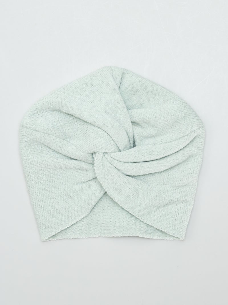 Bonnet effet turban en maille Vert eau - Kiabi