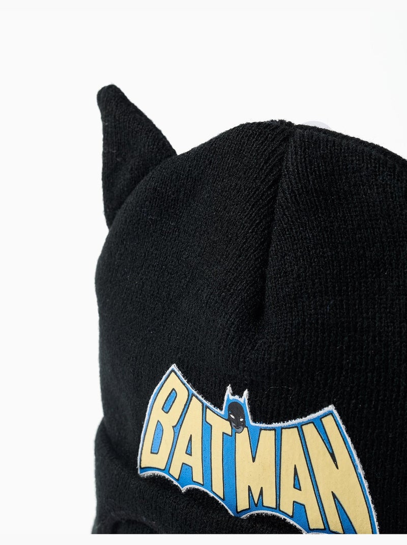 Bonnet en maille avec imprimé batman et oreilles 3d Noir Noir - Kiabi