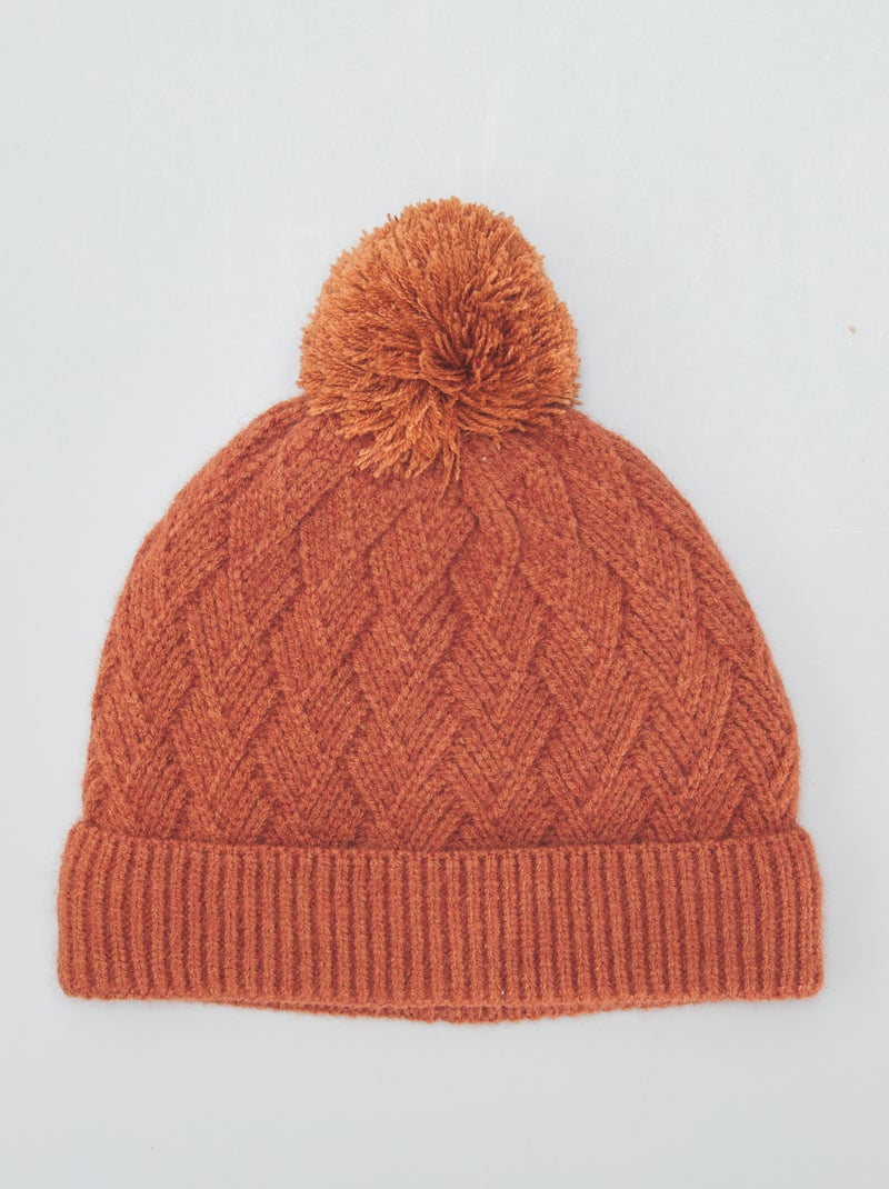 Bonnet en maille fantaisie Orange - Kiabi