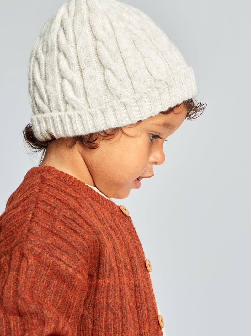 Bonnet en maille torsadée Beige - Kiabi