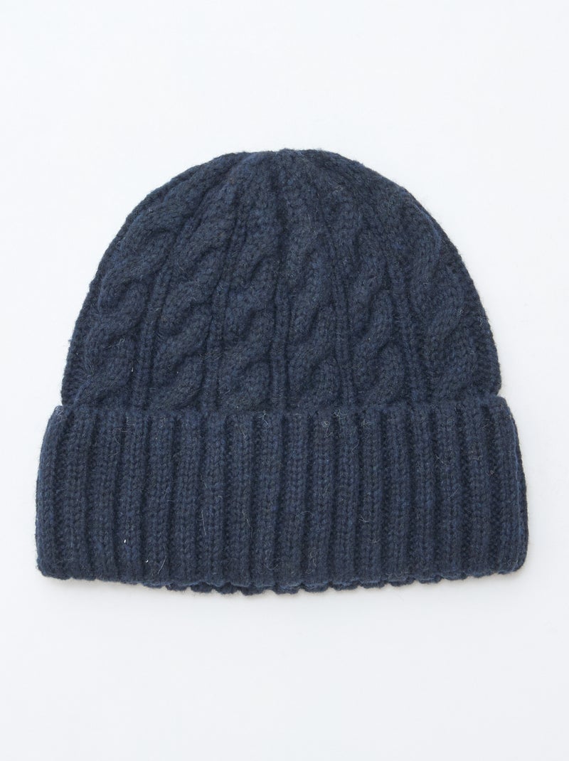 Bonnet en maille torsadée Bleu - Kiabi