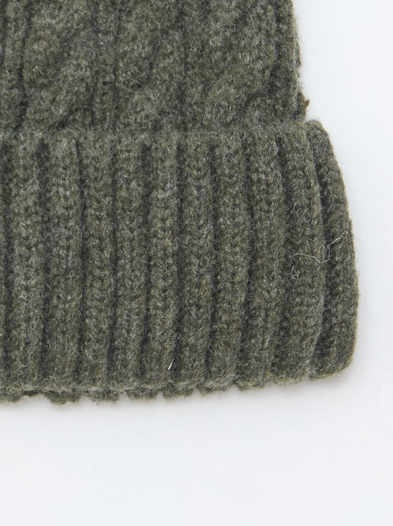 Bonnet en maille torsadée Vert - Kiabi