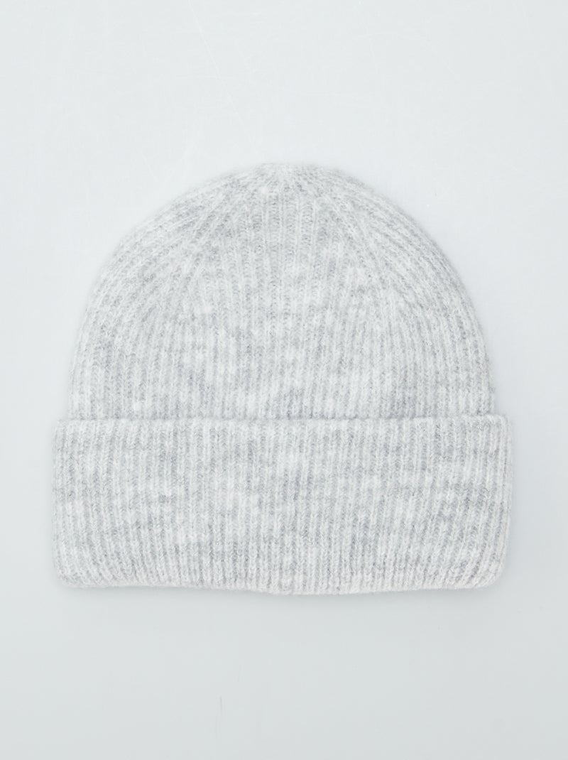 Bonnet en maille tricot chinée Gris - Kiabi