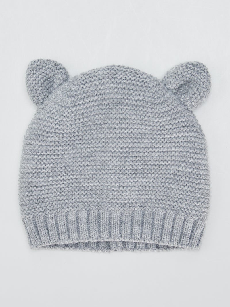 Bonnet en maille tricot Gris - Kiabi