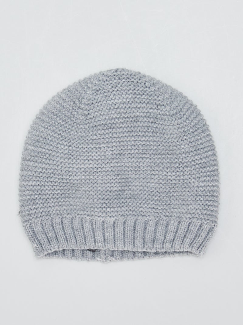 Bonnet en maille tricot Gris - Kiabi
