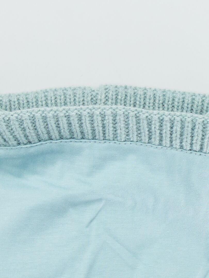 Bonnet en tricot avec pompon Bleu vert - Kiabi