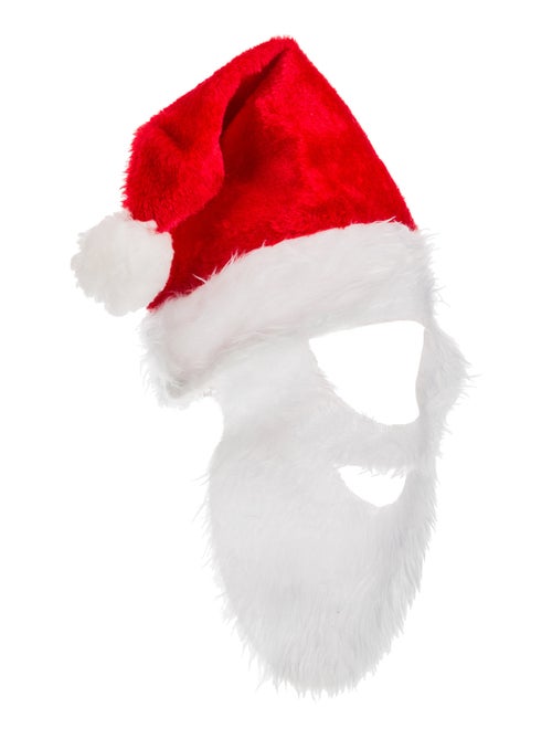 Bonnet et fausse barbe de père noël - Kiabi