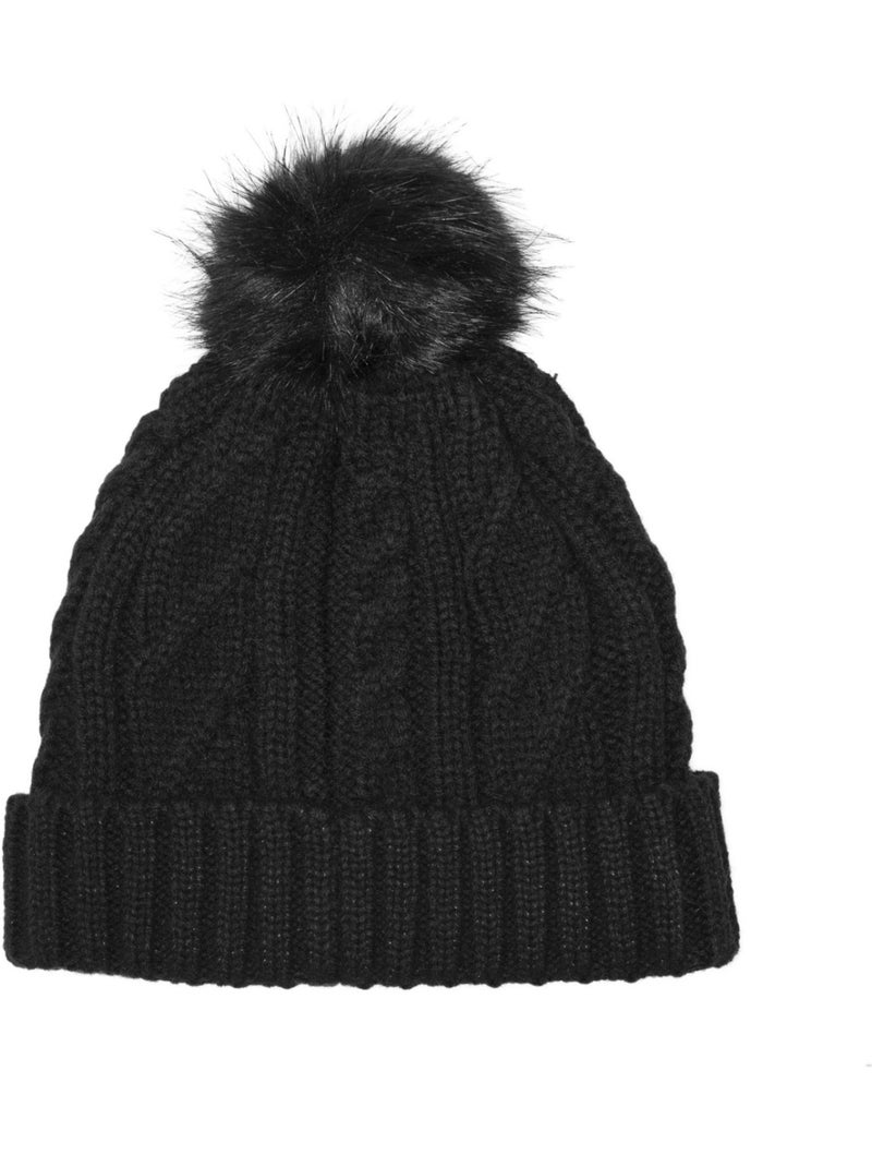 Bonnet femme pompon black aulp Noir - Kiabi
