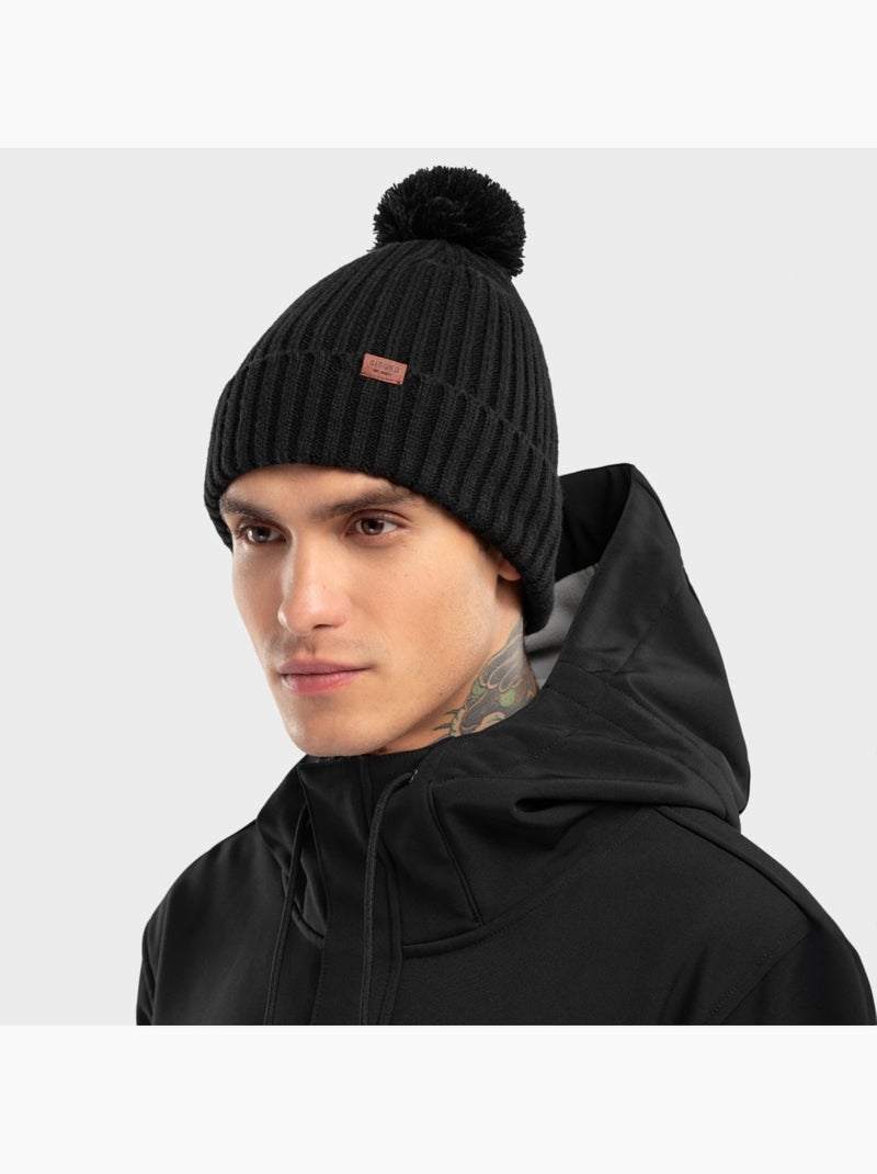 Bonnet hiver à pompon sports d'hiver homme et femme nori Noir - Kiabi