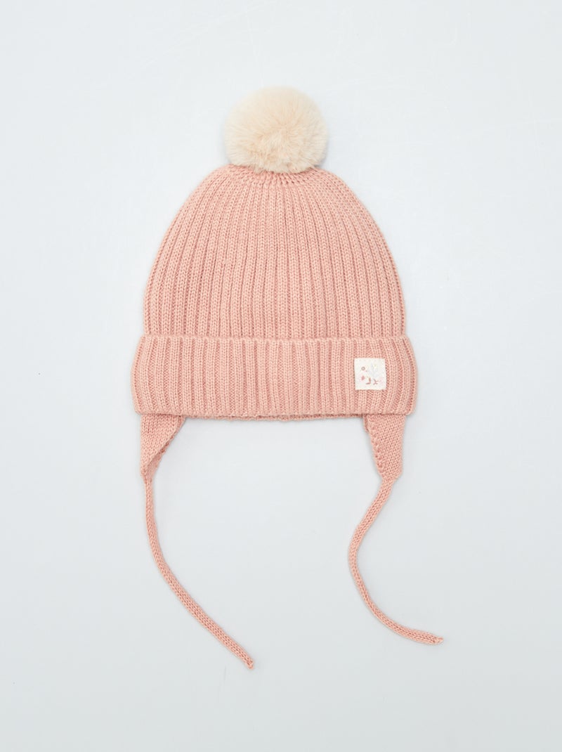 Bonnet péruvien avec doublure effet moutonné rose - Kiabi