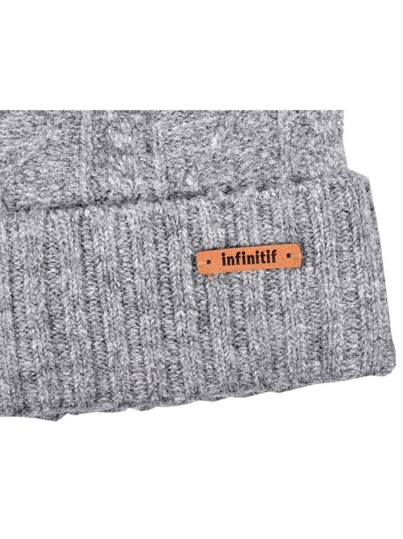 Bonnet Pompon INFINITF Femme Gris - Kiabi