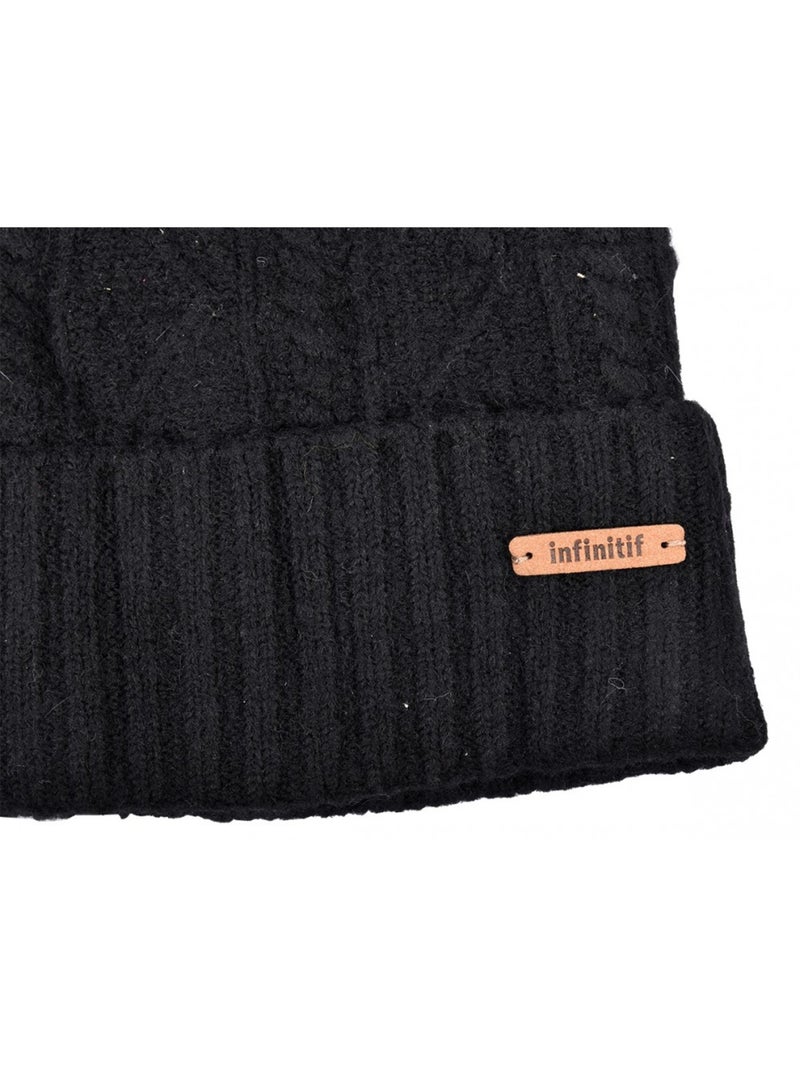 Bonnet Pompon INFINITF Femme Noir - Kiabi