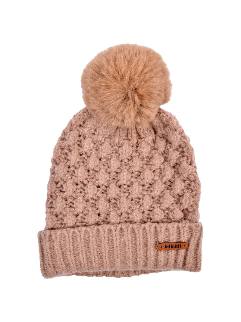 Bonnet Pompon INFINITF Femme Taupe - Kiabi