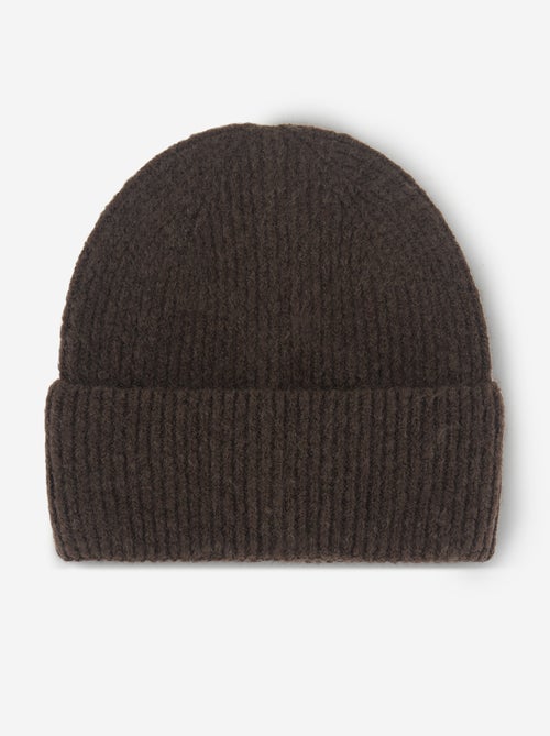 Bonnet uni en maille côtelée - Kiabi