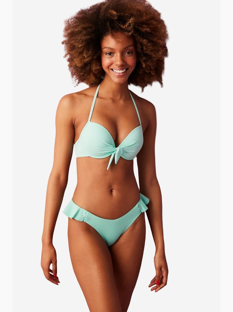 Bonnie bikinibroekje met ruchesdetail penti Muntgroen - Kiabi