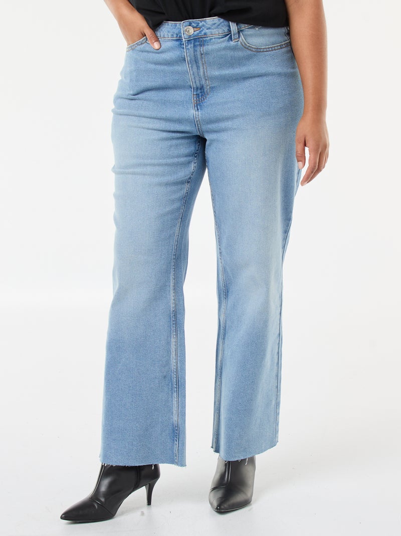 Bootcut-jeans met raw-cut afwerking Blauw - Kiabi