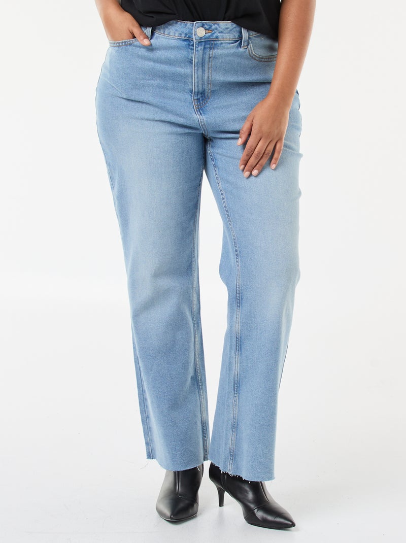 Bootcut-jeans met raw-cut afwerking Blauw - Kiabi