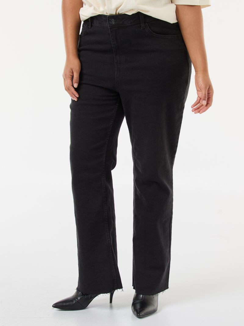Bootcut-jeans met raw-cut afwerking Zwart - Kiabi