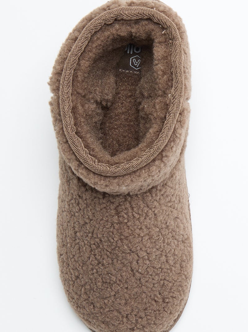 Bootpantoffels met schapenvachteffect Bruin - Kiabi