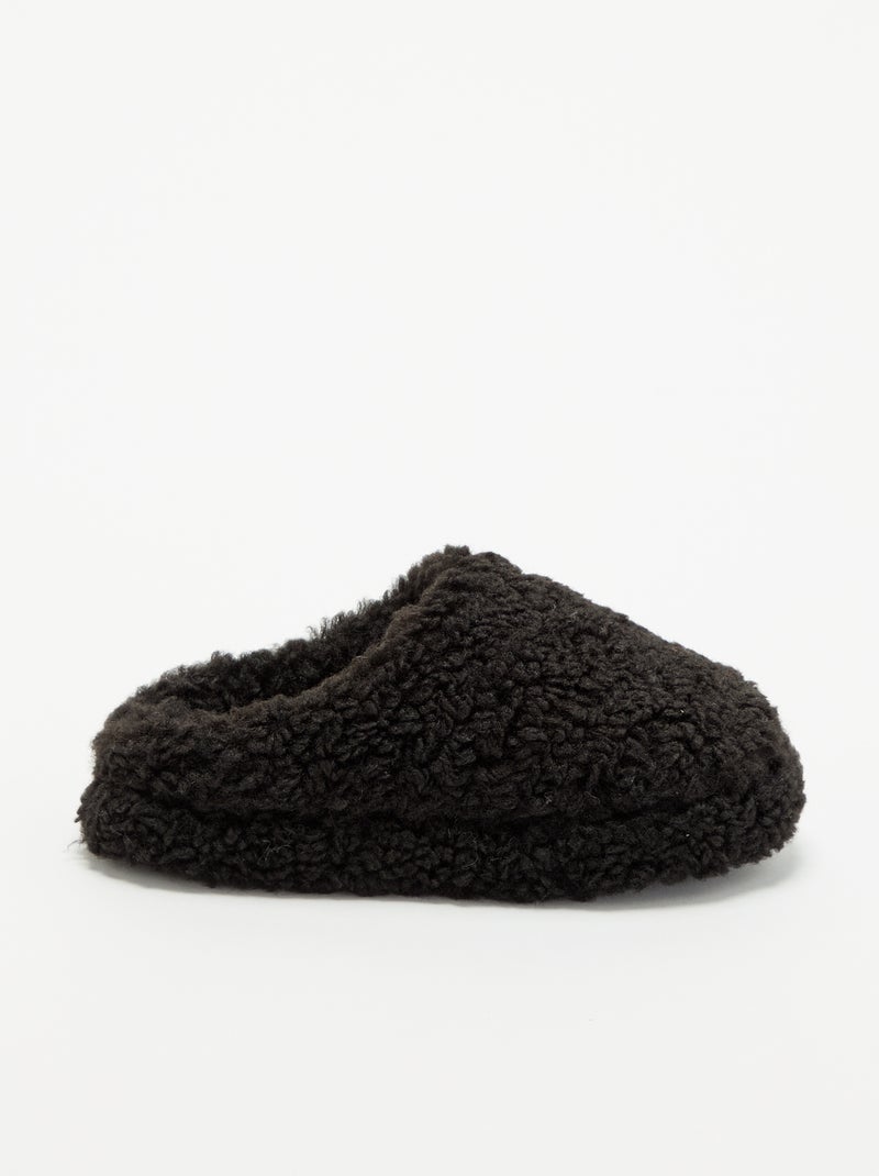 Bootpantoffels met schapenvachteffect Zwart - Kiabi