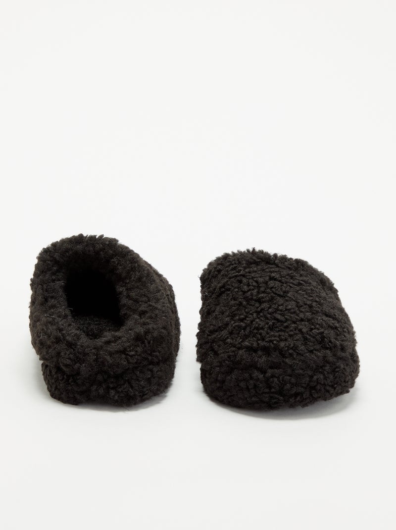 Bootpantoffels met schapenvachteffect Zwart - Kiabi